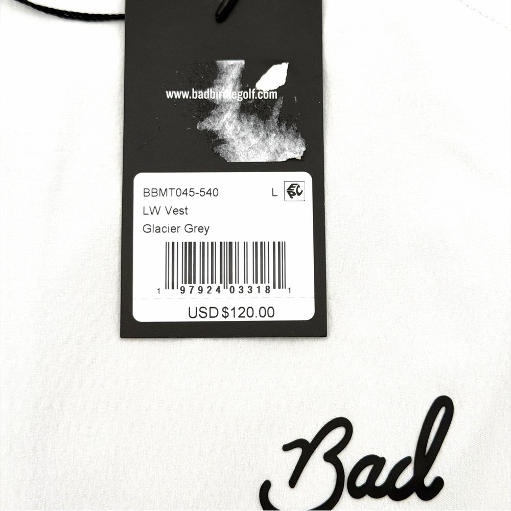 NWT New Bad Birdie Men's Kinetic Wind Vest Size Large L Glacier Grey Golf Shirt - Picture 3 of 3